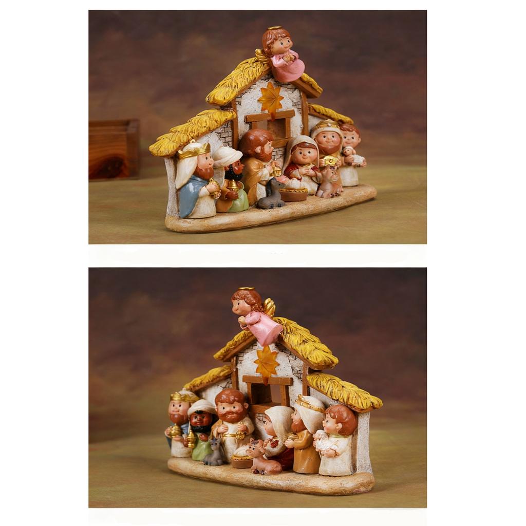 Рождественские подарки, Мультяшный религиозный Рождественский вертеп, Украшения для яслей, Праздничные украшения, Изделия ручной работы из смолы