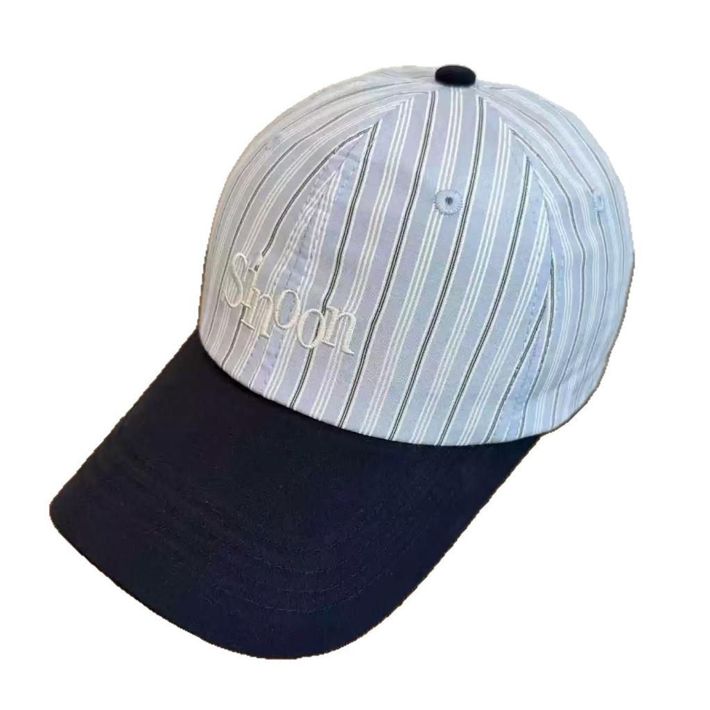 American striped letter embroidered baseball cap for men and women, spring and summer face small fashion color matching cap sun protection visor