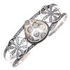 Fossil Coral Gemstone Antique Silver Jewelry Cuff Bracelets 7''Adjustable