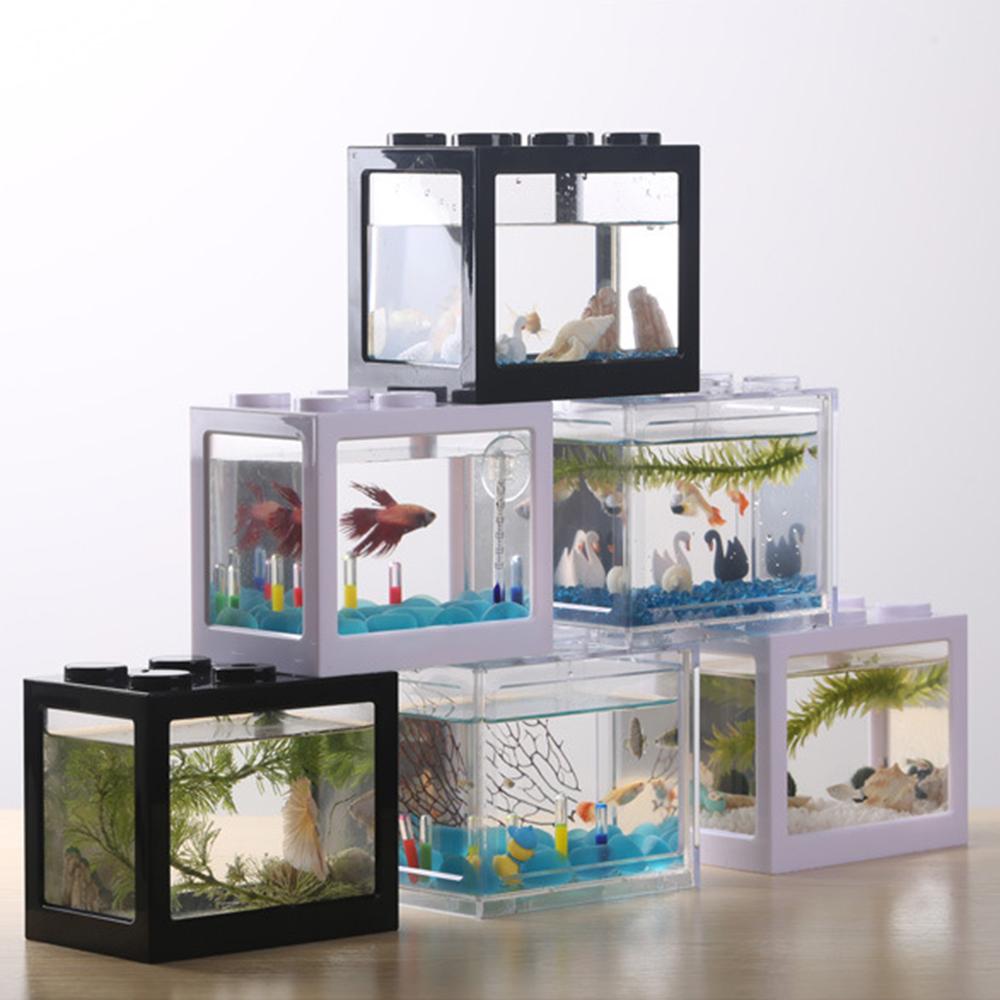 Mini Fish Tanks Row Aquarium Stackable Tanks Ant Feeding Tanks Mini Reptile Row Box Desktop Decoration
