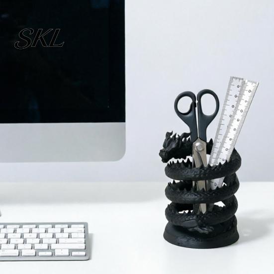 Desk Accessory for Students 3D Printed Dragon Pen Holder, Mystical Fantasy Pencil Unique Organizer Cup, Desktop Makeup Brush Holder Home, Office