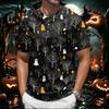 Мужская футболка-henley с принтом на Хэллоуин, короткий рукав, повседневная, на пуговицах, из легкой дышащей ткани для повседневной носки