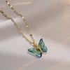 Colorful Crystal Butterfly Charm Necklace Simple Insect Clavicle Chain For Women Girl Fashion Jewelry Accessories Gift