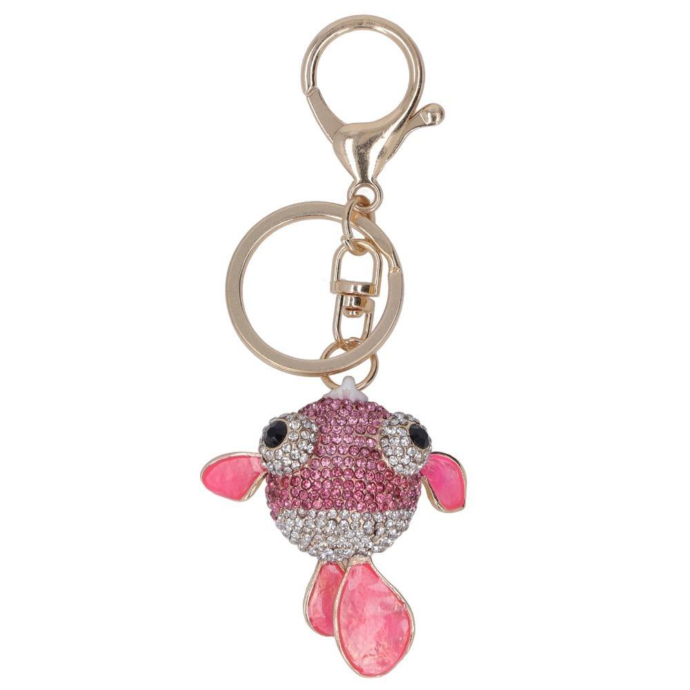 1pcs Metallic Luster Rhinestone Keychain Bling Crystal Charm Cute Goldfish Keychain Wallet Charm
