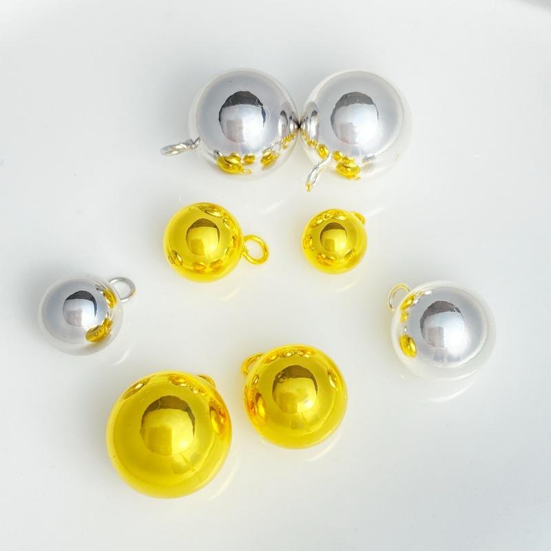 Gold-Plated Hollow Ball Pendant Beads for Jewelry: Necklace, Bracelet, Earrings - Various Sizes for DIY.
