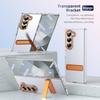 Роскошный прозрачный чехол высокой четкости для Samsung Galaxy Z Fold 7 6 5 4 с металлической подставкой-держателем, защитной пленкой для экрана и ударопрочной задней крышкой