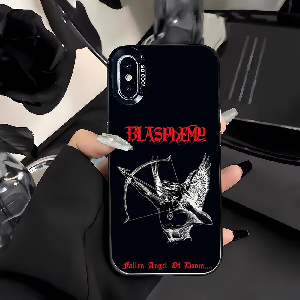 Чехол для телефона Blasphemy Band для IPhone 17 Air 16 E 15 14 Plus 13 12 11 Pro Max Цветной серебристый чехол
