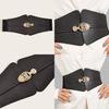 Fashion Gold Buckle Decoration Women Casual Black Faux Leather Belt For Dress And Coat Fashion Accessory