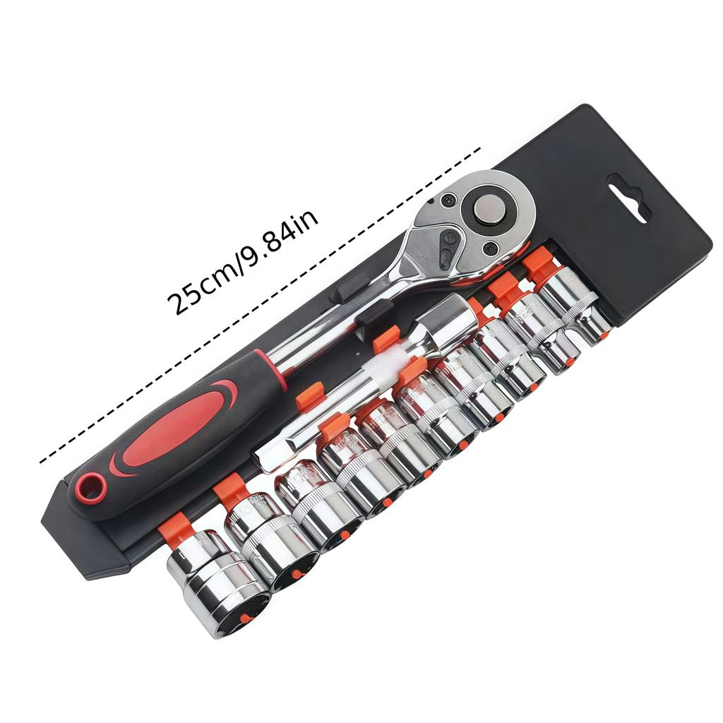 Набор из 12 штук инструментов для ремонта автомобилей, большой трещоточный ключ 1/2, набор быстросъемных торцевых ключей с установленным трещоточным инструментом