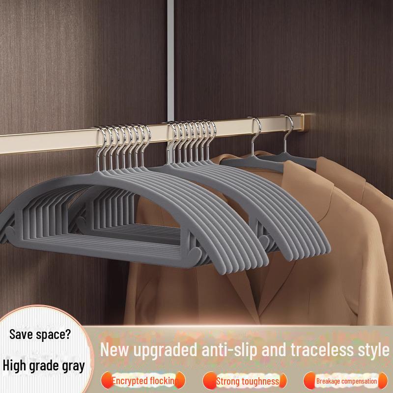 Seamless Non-Slip Flocking Clothes Hanger - Thickened Organizer & Drying Rack