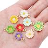 5Pcs Flower Daisy Pendant Alloy Drop Oil Charms For DIY Bracelet Earrings Making Jewelry Findings