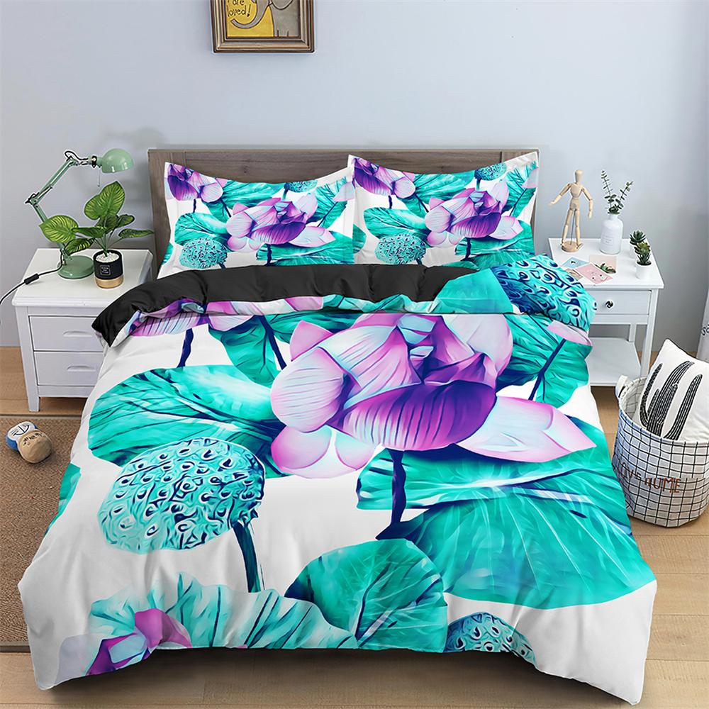 Comforter Watercolor Flowers King Queen Colorful Blooming Floral Bedding Set For Teen Adult Plant 2/3Pcs Polyester