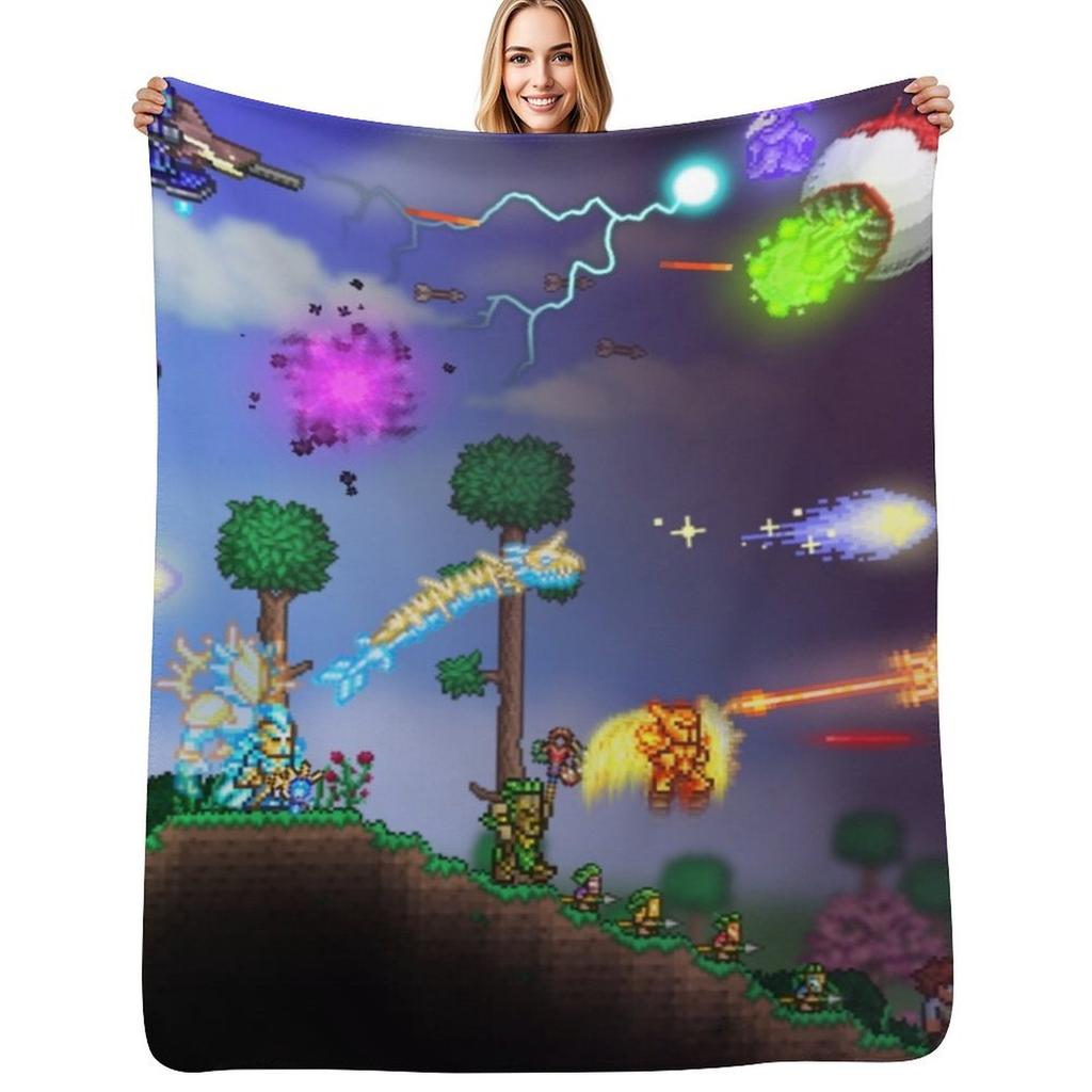 Terraria Game Artwork Throw Blanket Plush Fuzzy Cozy Blanket for Couch Sofa