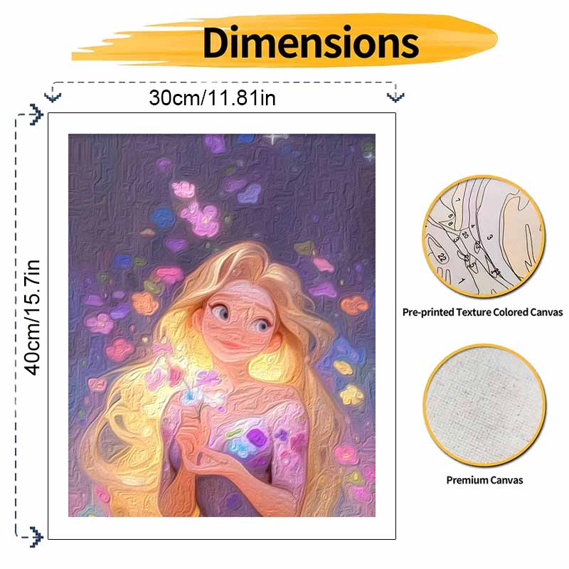 Disney Rapunzel oil paint by numbers painting kit handmade diy home decor gifts princess art wall hangings modern craft hobby creative set
