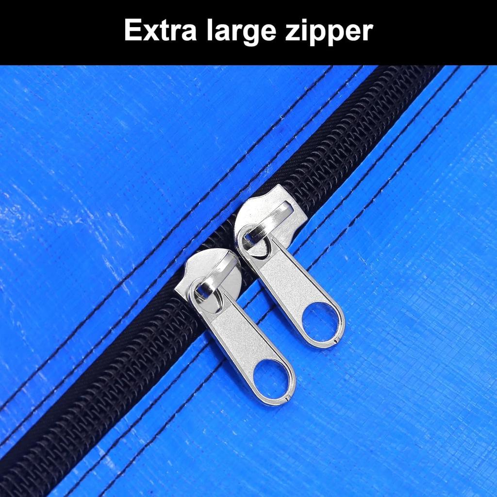 Extra-thick moisture-proof waterproof zipper moving storage bag extra large eight handle reinforced blue 208*200*38cm
