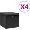 VidaXL Коробки для хранения с крышками 4 шт 28x28x28 см Черный