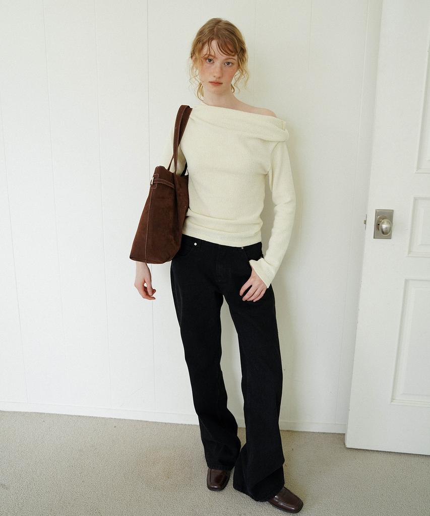 HEEARI Bri Soft One-Shoulder Knit Top_Cream