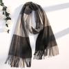 Soft Classic Plaid Scarf Wool Long Neckscarf with Tassel Soft Knitted Wool Scarf  Outdoor
