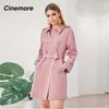 Cinemore Spring Long Trench Coat for Women Casual Windbreaker Jacket Double Breasted Lapel Belted Windproof Female Overcoat Office 2F2039