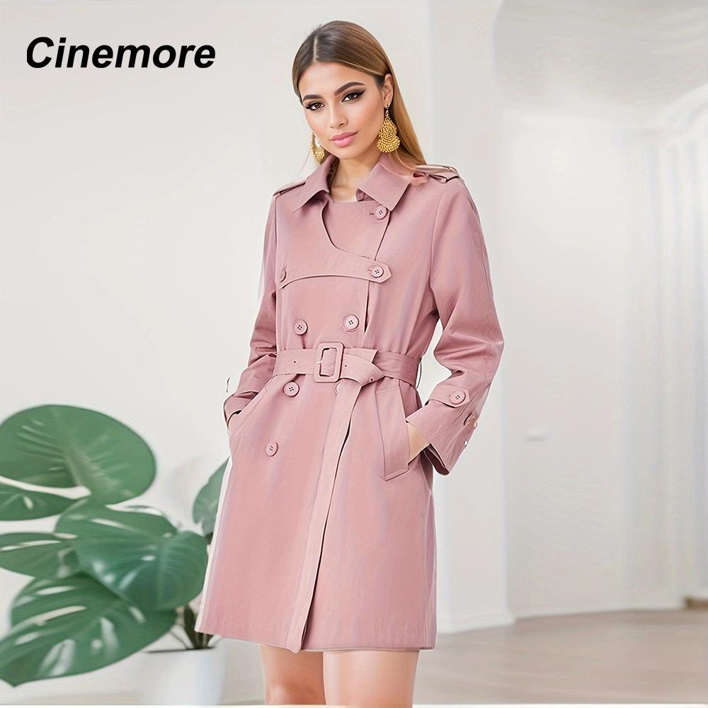 Cinemore Spring Long Trench Coat for Women Casual Windbreaker Jacket Double Breasted Lapel Belted Windproof Female Overcoat Office 2F2039