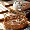 Imitation Rattan Fruit Basket, Round Rattan Tray, Steamed Bread Basket, Food Storage Basket, Eco-Friendly Kitchen Organizer, Farmhouse Home Decor
