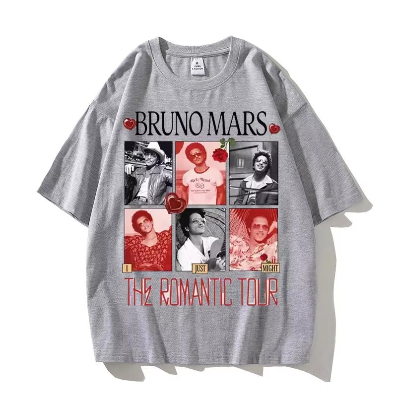 Singer Bruno Marss Rounisextic Tour 2026 Portrait Tshirt 2026 Summer Unisex Unisex Cotton Oversized Tshirt Street Wear Y2k Clothing