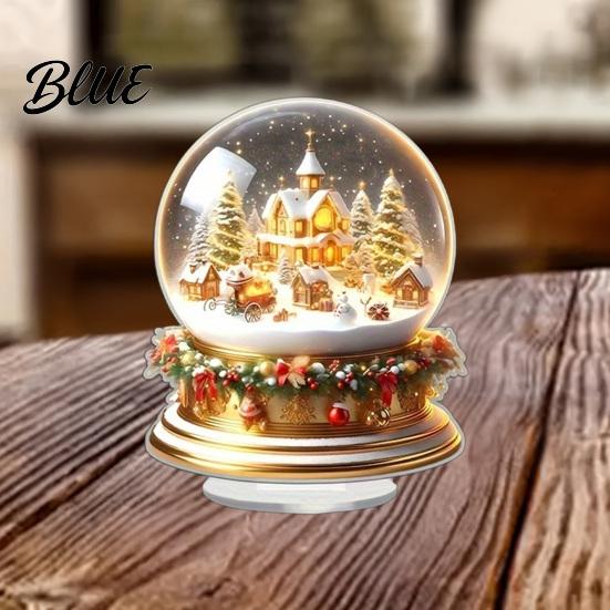 Праздничные ornaments в форме яблока Рождественский леденец 2D акриловая фигурка-ornament с Сантой и снегом Прочные праздничные знаки Сцена внутри Настольный декор для