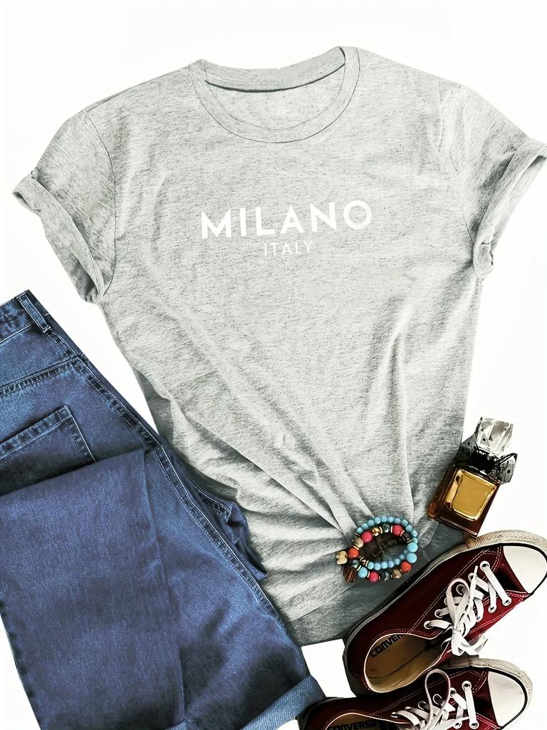 Футболка унисекс MILANO Paris с принтом в виде букв, с круглым вырезом, повседневная футболка с коротким рукавом для весны и лета, женская одежда ко Дню святого Валентина