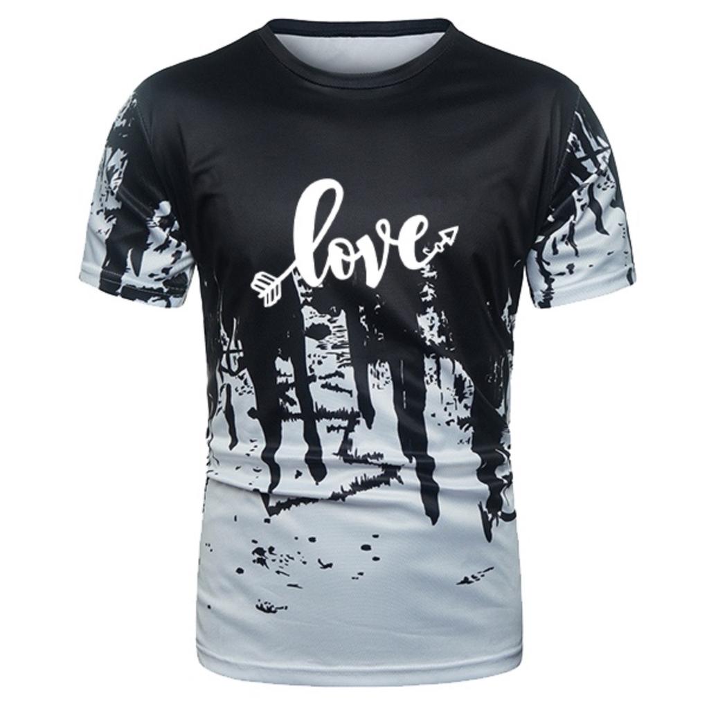 2021 Men's Love Printed Cool T-Shirt New Summer Fashion 3D T-shirts Casual Short-Sleeved Leisure Tops(4 Colors) S-4XL