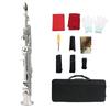 Soprano Bb Saxophone Straight Sax Set with Brass Pipe Body White Keys Woodwind Instrument Silver