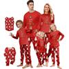 Print Cute Family Set Pajamas, Home Clothes, Family Set Long Sleeve Top Pants Set