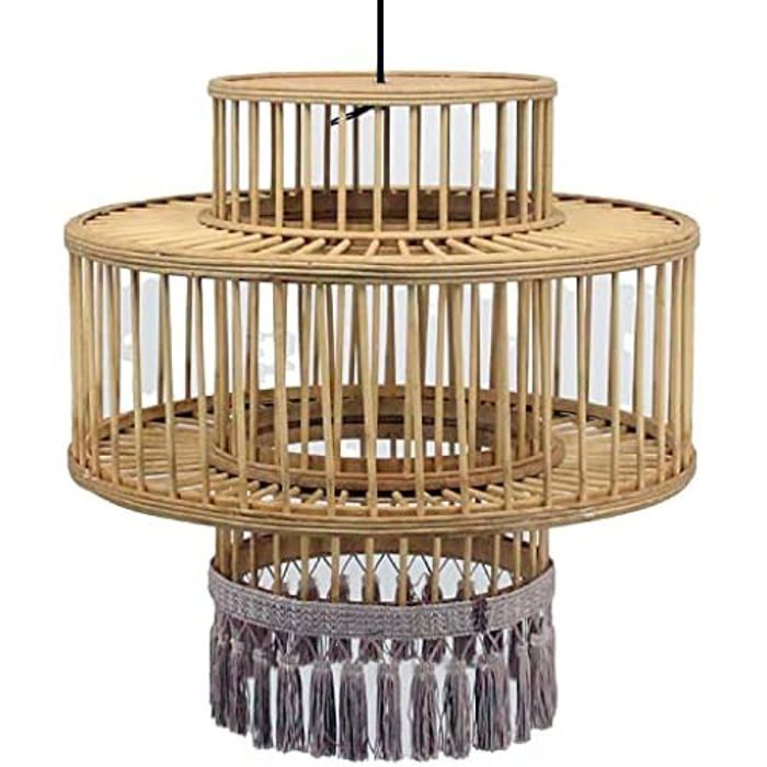 Suspension - DKD HOME DECOR - Marron - Rotin - Frange Urbaine - 45 x 45 x 46 cm