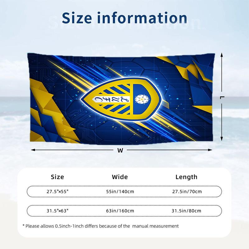 Пляжное полотенце Leeds United Football Мягкое из микрофибры Летнее полотенце Быстросохнущее Впитывающее полотенце для пляжа Бассейна Путешествий