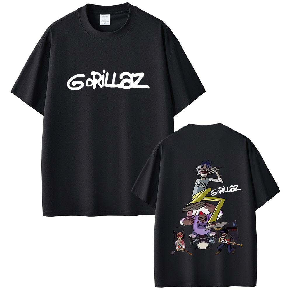 Rock Band Gorillaz Graphic Tshirt Men Women Fashion Vintage Oversized Streetwear Unisex High Quality Soft Cotton T Shirts Tops