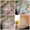 Korean Style Festive Sugar Bag Flower Canvas Knot Wrist Bag Portable Wedding Candy Bag  Wedding
