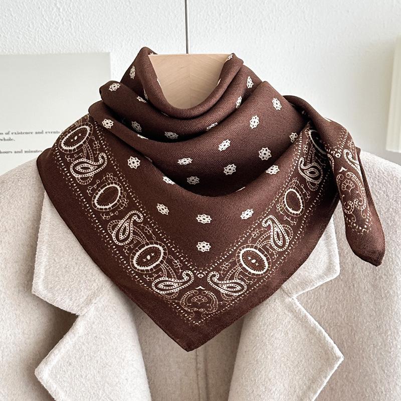 Women's French Red Cotton Silk Blend Scarf – 70CM Neck and Headscarf, Spring/Autumn Fashion Accessory