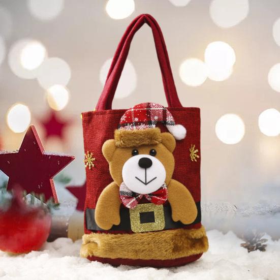 Рождественский подарок Сумочка Портативная ручка Мультфильм 3D Санта-Снеговик Лось Медведь Прочная ткань Многоразовая продуктовая конфета Вечеринка Подарочная сумка