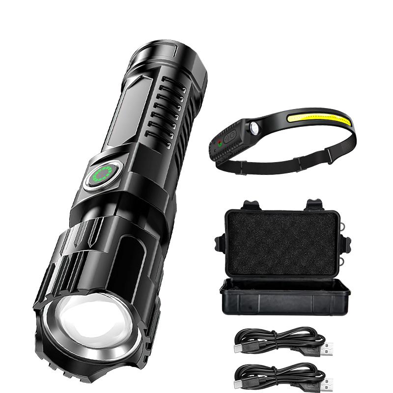 Суперяркий светодиодный фонарик, перезаряжаемый, тактический, с зумом, водонепроницаемый поисковый фонарь для кемпинга, экстренных ситуаций, охоты, езды на велосипеде