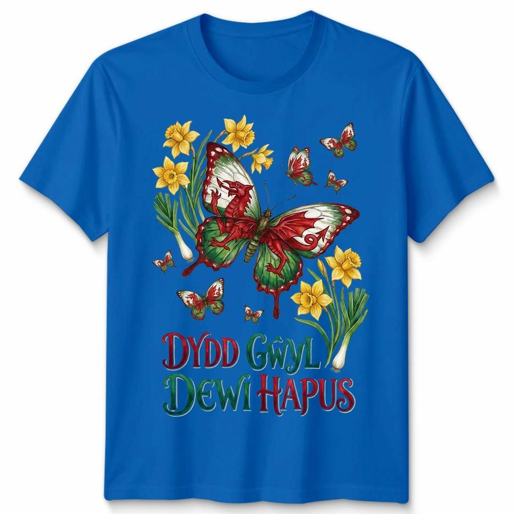 St Davids Day Outfit For Unisexs Unisexs Welsh Flag Daffodils Graphic Unisex T Shirt