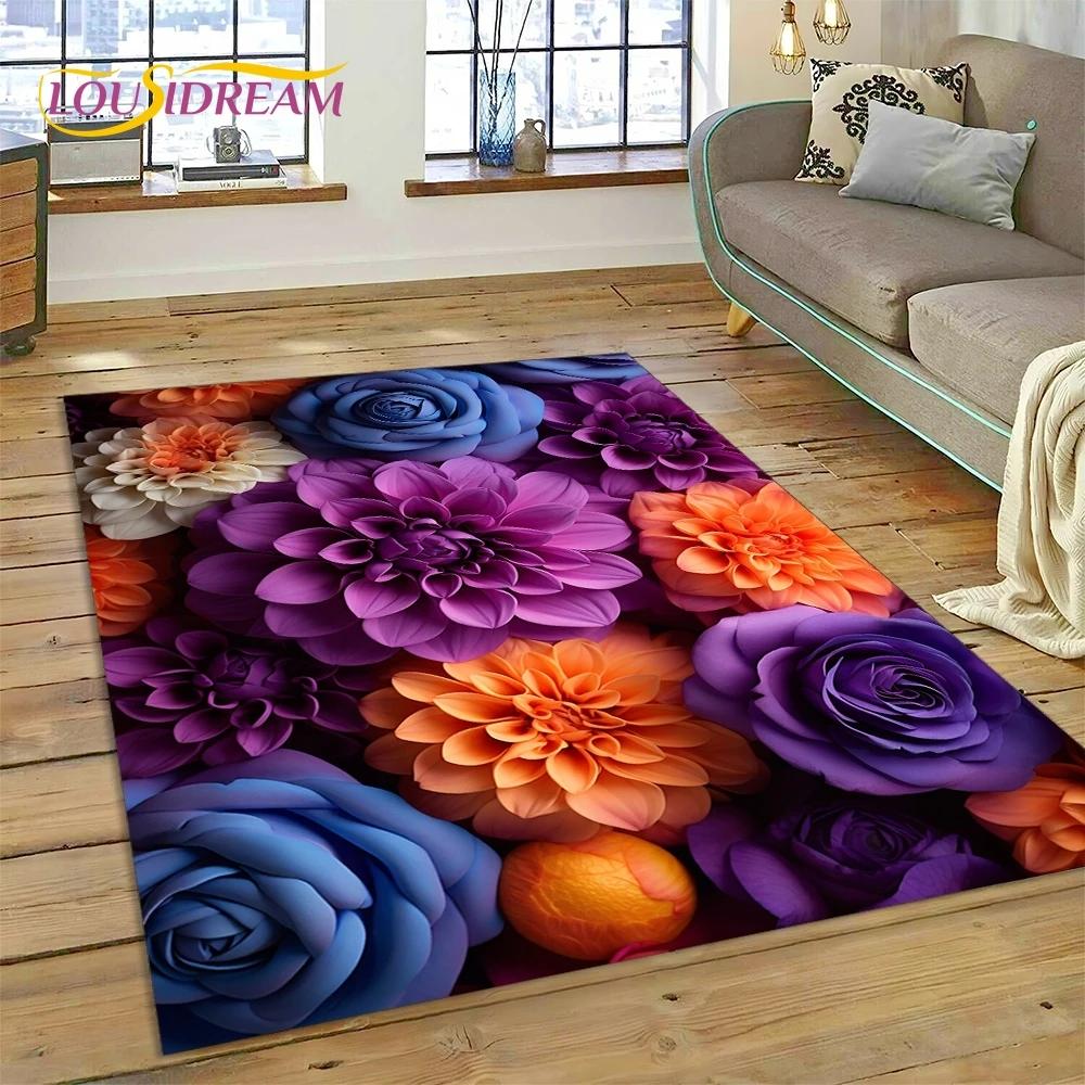 3D Dream Sun Flowers Nordic Daisy Rug Ковер для гостиной Спальня Домашний декор, Нескользящее украшение для дивана Коврик Подарки для детей