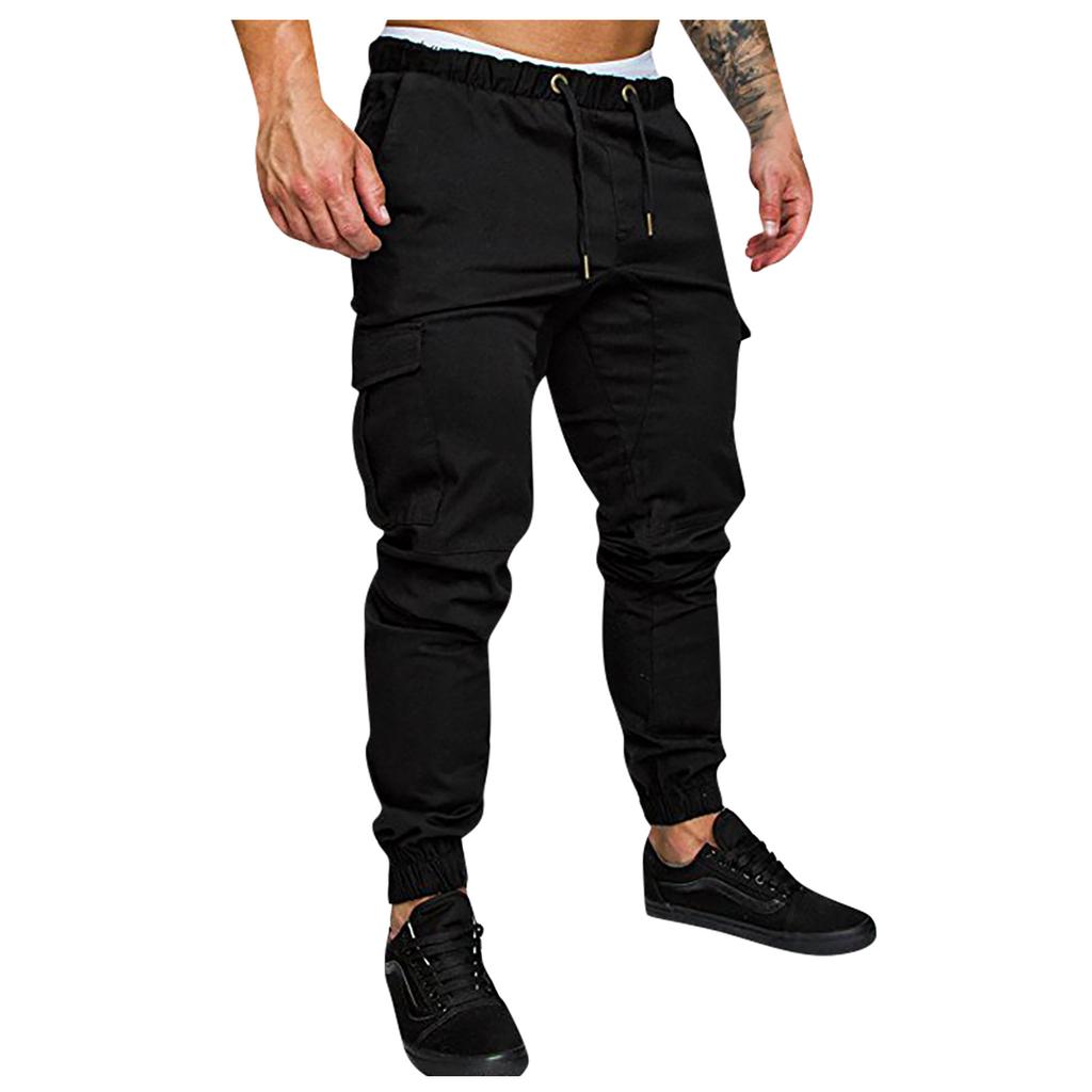 Модные мужские спортивные однотонные повседневные свободные спортивные штаны со шнурком