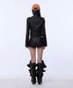 GILAARCHIVE Choker Napoleon Crop Leather Jacket_Black