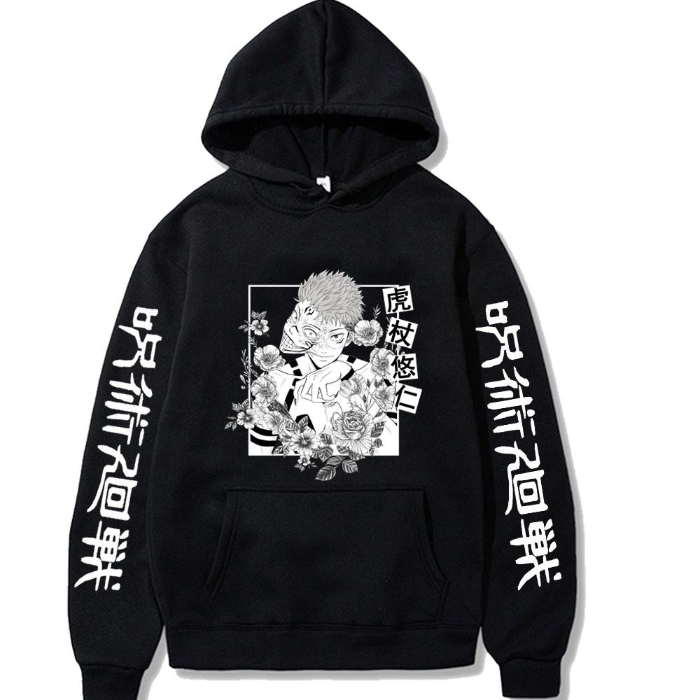 Худи Jujutsu Kaisen Итадори Юдзи Графические худи Винтажные Оверсайз с капюшоном Повседневные Длинные рукава Мужская Женская одежда