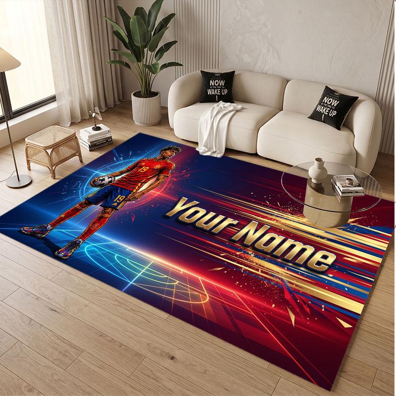 Custom Rug Lamine Yamal Pattern Print Name Text Soft Non‑Slip Floor Carpet for Home Indoor Decoration