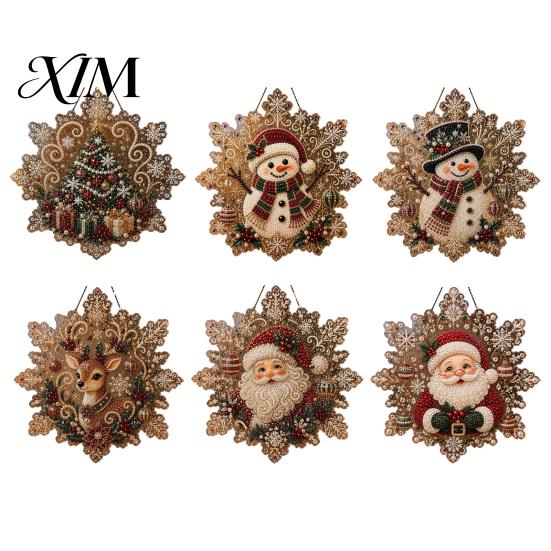 Handmade Keepsake Gifts for Friends Christmas Faux Pearl Art Hanging Ornament Kit, DIY Beads Painting Creative Women Suncatcher, Snowflake Shape