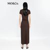 MO&Co. Women's Deconstructed Twist High-Waist Short-Sleeve Long Dress