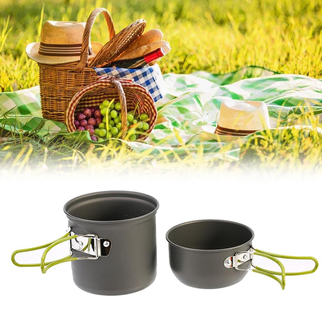 Compact Aluminium Alloy Pot Set Foldable Handgrip with Storage Bag For Outdoor Camping Survival