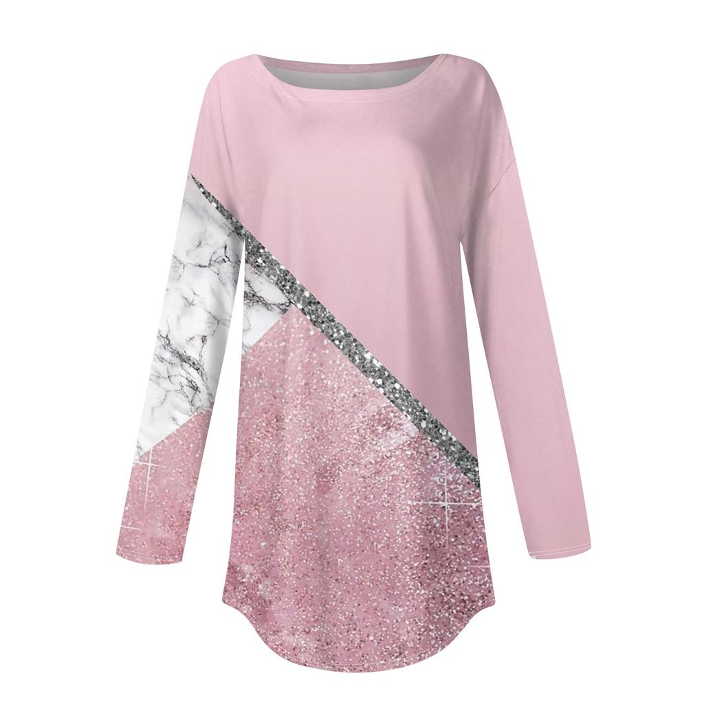 Fashion Women's Casual Long Sleeved Round Neck Printed Tops