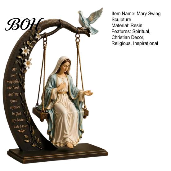 Religious Birthday Gift for Women Christian Virgin Mary Swing Ornament, Catholic Bible Verse Home Decoration, Blessed Easter Resin Figurine
