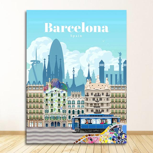 И принты, настенные панно для гостиной, домашний декор, Лондон, Нью-Йорк, Париж, Испания, карта города, настенная живопись на холсте, плакаты на скандинавскую тему